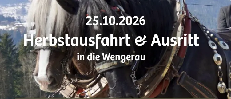 Ein Bild eines Pferdes, das einen Wagen zieht, mit einem Schild, das 'Herbst in Werfenweng' besagt.