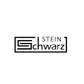 Das Logo für 'Stein Schwarz' ist in Schwarz und Weiß dargestellt. Der Name 'Stein Schwarz' ist in fetten, großgeschriebenen Buchstaben geschrieben.