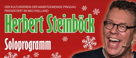 Ein Plakat für ein Weihnachtsspecial-Soloprogramm von Herbert Stenböck am Freitag, 5. Dezember 2025, um 19:30 in Pinggau. Der Eintritt beträgt 19:00. Karteninhaber erhalten 25 Euro Rabatt.