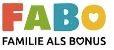 The logo for 'FABE' features a colorful heart shape above the letters 'FABE'. Below, the text 'Familie als Bonus' is written in bold.