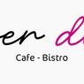 Das Logo für ein Café und Bistro namens 'Open Du', mit einer stilisierten kursiven Schrift, 'Open' in Schwarz und 'Du' in Pink. Darunter steht der Text 'Café - Bistro'.