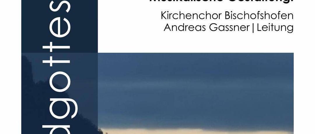 Ein Plakat bewirbt eine musikalische Veranstaltung am Samstag, 14. März 2026 um 18:00 Uhr in der Bischofskirche. Die Musik ist von Andreas Gassner und der Chor stammt aus Bischofshofen.