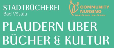 Eine Anzeige für einen Buchclub mit einem Bücherregal voller Bücher und zwei Stühlen. Die Termine sind der 2. Februar und der 16. Februar, und die Zeit ist von 9:30 bis 11:00 Uhr. Die Kontaktnummer wird angegeben.