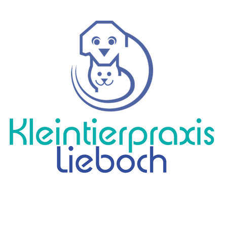 Logo für Kleintierpraxis Lieboch mit einem blauen Hund und einer Katze in einem Kreis und dem Text Kleintierpraxis Lieboch darunter.