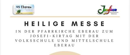 Plakat für den Josefi-Tag in der Pfarrkirche Eberau am 19.03.2026, Beginn um 10 Uhr. Mit Kirchensymbol und deutschen Text.