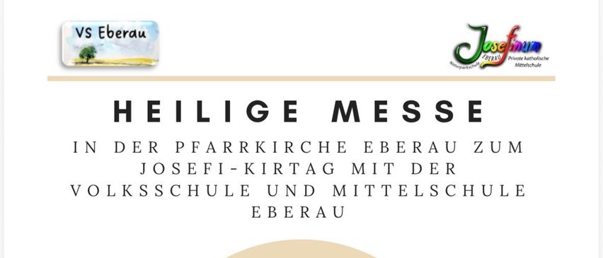 Plakat für den Josefi-Tag in der Pfarrkirche Eberau am 19.03.2026, Beginn um 10 Uhr. Mit Kirchensymbol und deutschen Text.