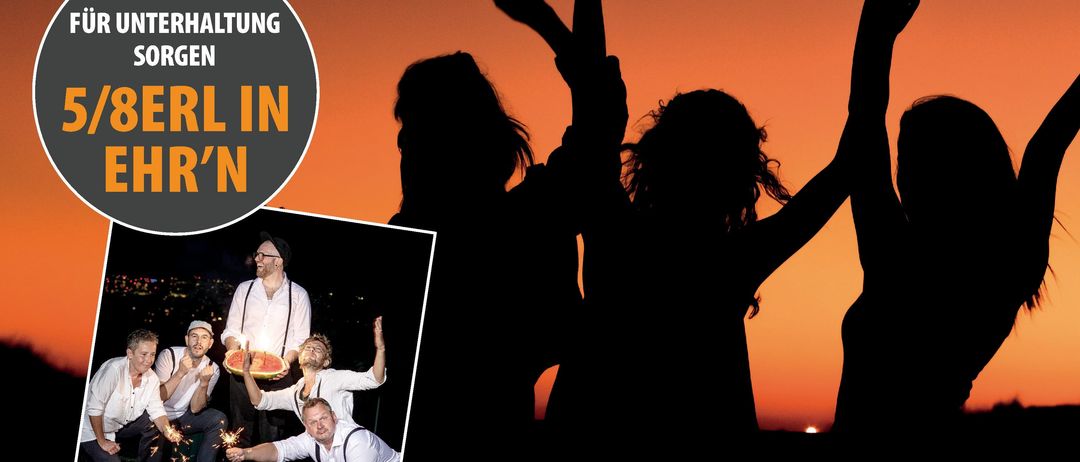 Plakat für die Afterwork Nine to Wine Veranstaltung am 11. Juni 2026, Beginn um 17 Uhr. Es zeigt Silhouetten von Menschen beim Feiern mit Getränken und ein Gruppenfoto von Menschen mit einer Wassermelone.