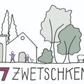 Eine einfache Illustration zeigt drei Häuser mit einer Familie vor dem mittleren Haus, mit dem Text '7 ZWEITS' darunter.