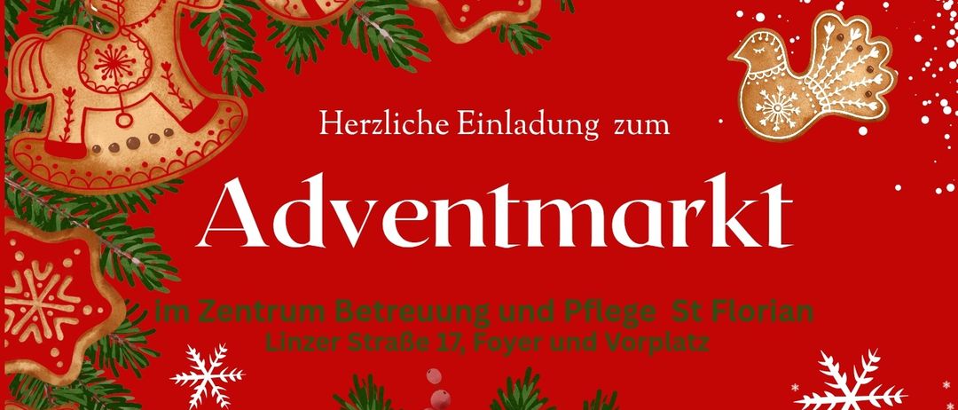 Der Adventmarkt findet im Zentrum für Betreuung und Pflege St. Florian statt. Es gibt handgemachte Dekorationen und Leckereien. Ein Chor der VS St. Florian wird auftreten. Im Seniorencafe gibt es Kuchen, Kaffee, Glühwein und Punsch.