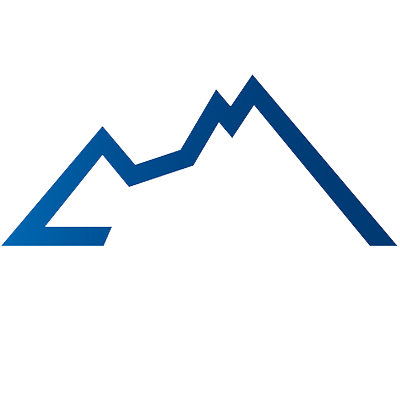 Ein blauer Liniengraph auf schwarzem Hintergrund bildet einen Gipfel, der einem Berg ähnelt.
