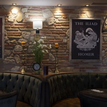 Bild enthält, Indoors, Restaurant, Cafe, Interior Design, Lighting, Person, Face, Chair, Table, Candle