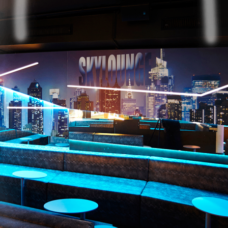 Bild enthält, Pub, Lighting, Urban, Architecture, Building, City, Metropolis, Furniture, Bar