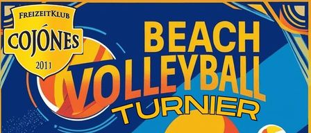 Zwei Volleyballspieler in gelben Uniformen konkurrieren auf dem Platz, einer versucht, den Ball zu blocken, während der andere darauf zielt, ihn zu schlagen. Ein Netz ist zwischen ihnen, und der Hintergrund zeigt dynamische Farben und Formen.