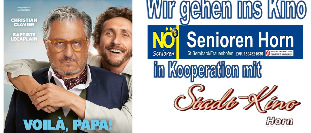 Filmplakat für 'Perfekte Schwiegersohn' mit zwei lächelnden Männern. Veranstaltungsankündigung für eine Filmvorführung am Mittwoch, 29. Oktober um 17 Uhr.