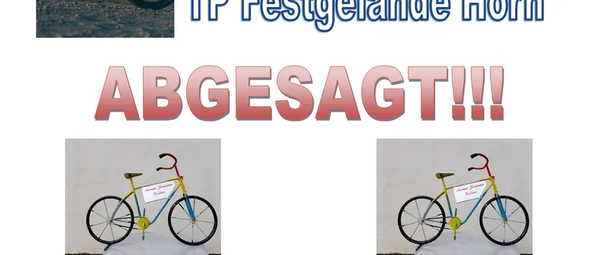 Plakat für eine Fahrradtour mit Uwe/Erich am Mittwoch, 8. Oktober 2026 um 16 Uhr. Die Veranstaltung ist abgesagt. Drei Fahrräder sind abgebildet.