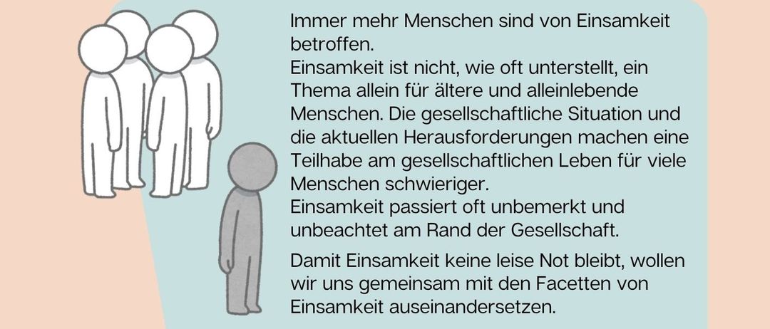 Plakat für eine Veranstaltung über Einsamkeit. Es behandelt das Erkennen, Verstehen und Bewältigen von Einsamkeit. Die Veranstaltung wird von Caritas Forum organisiert. Datum: 24. Juni 2026, 19 Uhr. Ort: Eisenstadt. Referenten: Seniorenpastoral, Mag. Alexandra Kern.