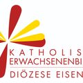 Logo für Katholische Erwachsenenbildung Diözese Eisenstadt, mit einem rot-gelben Fächerdesign.