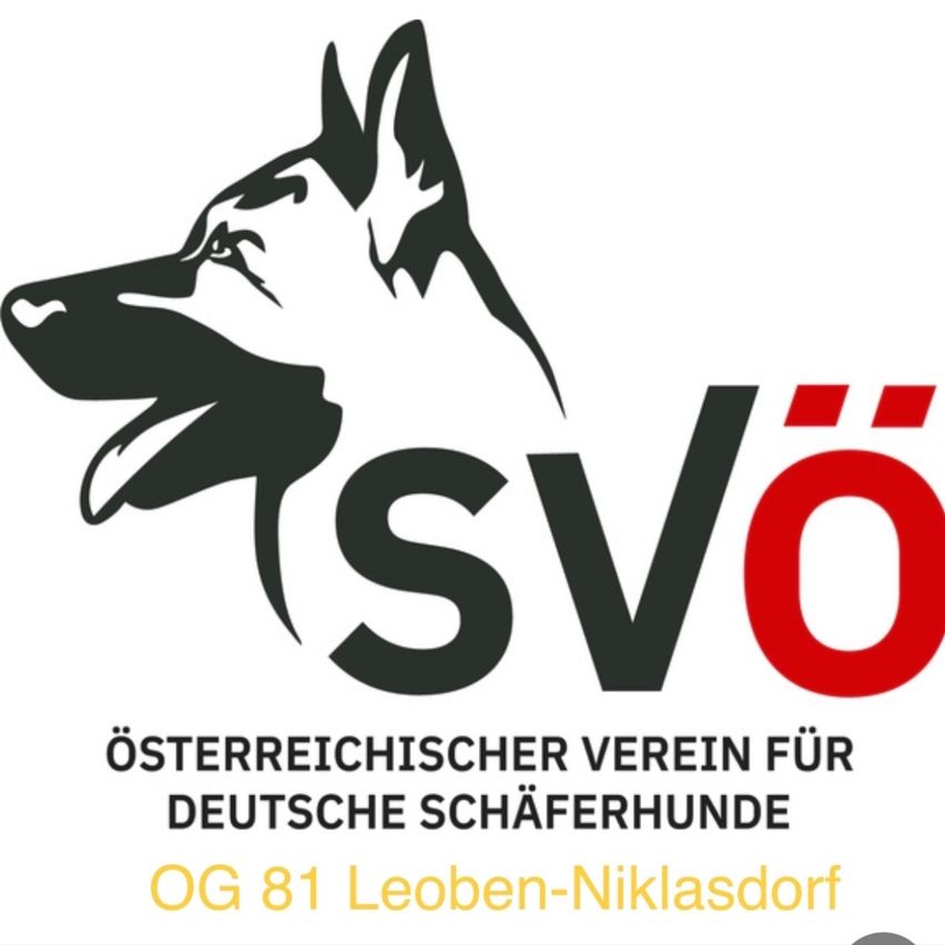 Das Logo des Osterreichischen Vereins fur Deutsche Schaferhunde, mit einem Hund und der Abkurzung 'SV'. Standort: OG 81 Leoben-Niklasdorf.
