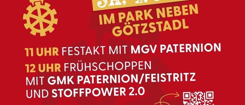 Jubiläumsfeier für die Freiwillige Feuerwehr Paternion. Am Samstag, 4. Juli, findet um 11 Uhr ein Festakt mit MGV Paternion und um 12 Uhr ein Frühstück mit GMK Paternion und Stoffpower 2.0 statt.