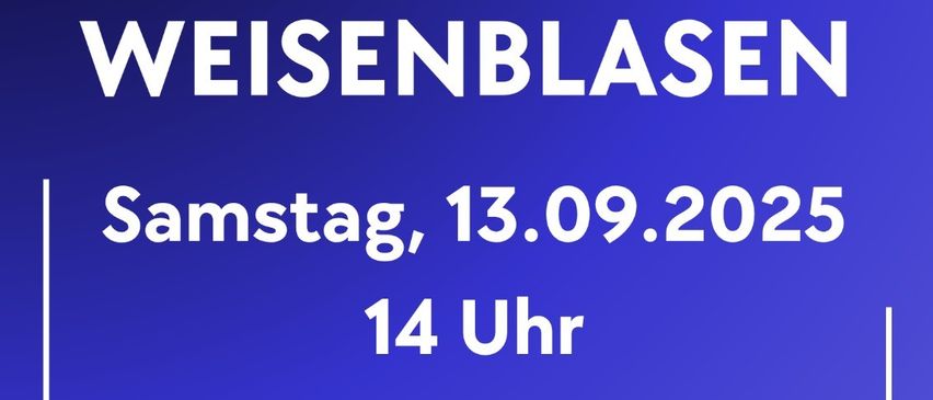 Plakat für Bezirks-Weisenblasen-Veranstaltung am Samstag, 13.09.2025, um 14 Uhr in der Speckbacher Hütte. Zeigt Speckbacher Hütte Logo und NOBV Logo.