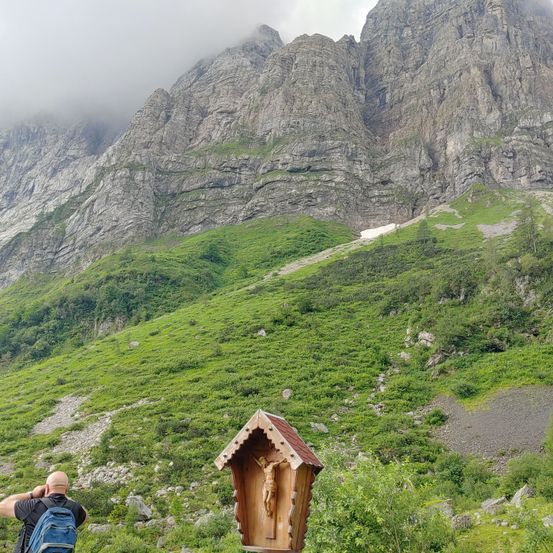 Outdoors, Shelter, Mountain Range, Nature, Peak, Hut, Adult, Male, Man, Person