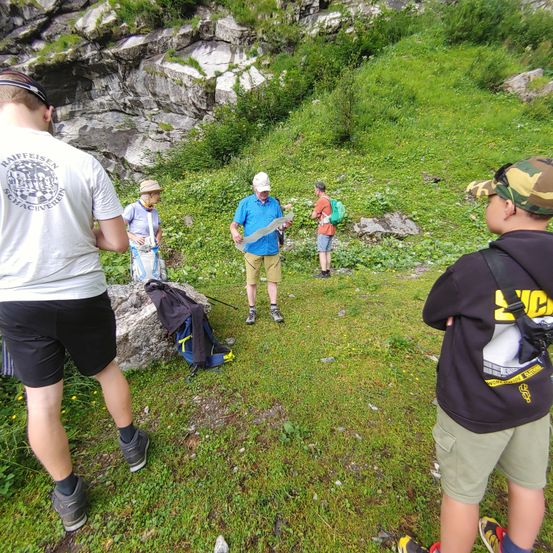 Shorts, Hiking, Person, T-Shirt, Boy, Child, Male, Bag, Hat, Baseball Cap