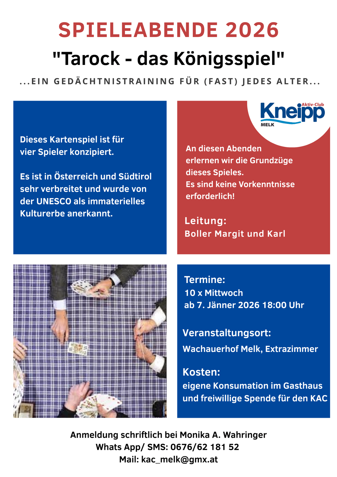 Ein Gedächtnistraining für (fast) jedes Alter. Das Kartenspiel ist für vier Spieler konzipiert. Es ist in Österreich und Südtirol sehr verbreitet und von der UNESCO anerkannt. Erlernen Sie die Grundlagen dieses Spiels. Keine Vorkenntnisse erforderlich!