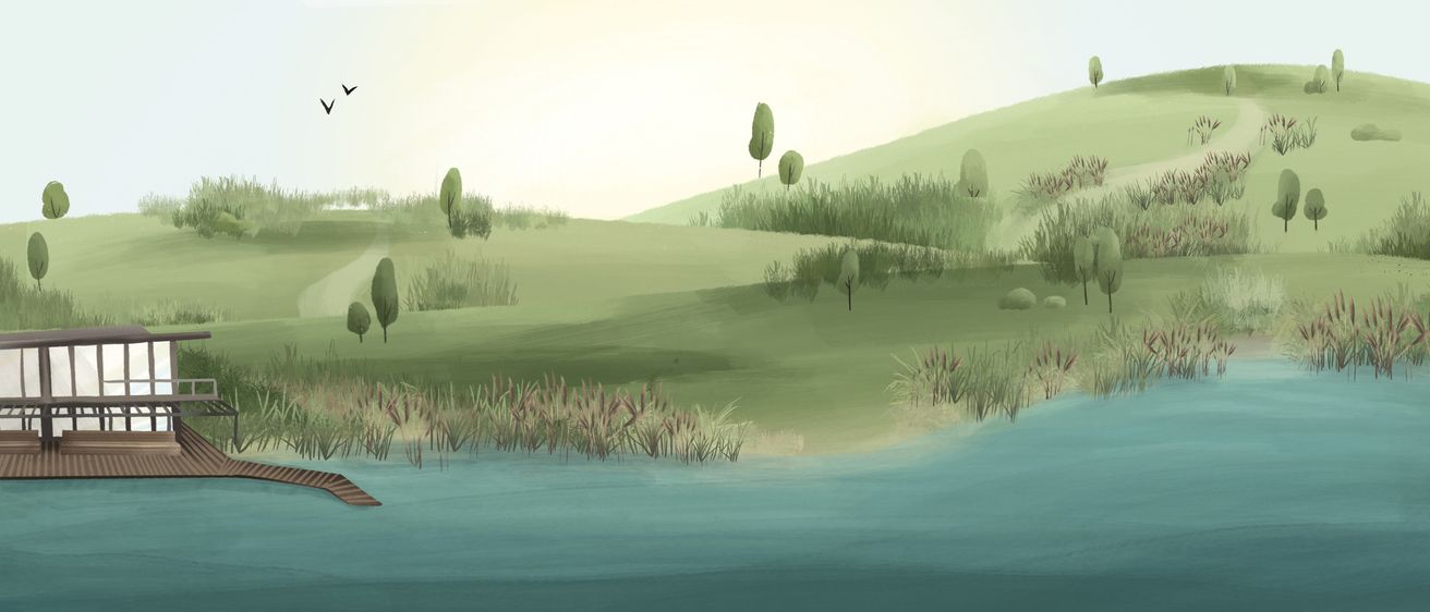 Bild enthält, Landscape, Nature, Outdoors, Scenery, Land, Grass, Field, Grassland, Water, Bird