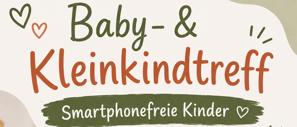 Plakat für ein Treffen von Kindern ohne Smartphones mit zwei spielenden Kindern und einem No-Phone-Symbol. Datum: 28. Mai 2026, von 15:00 bis 16:30 Uhr.