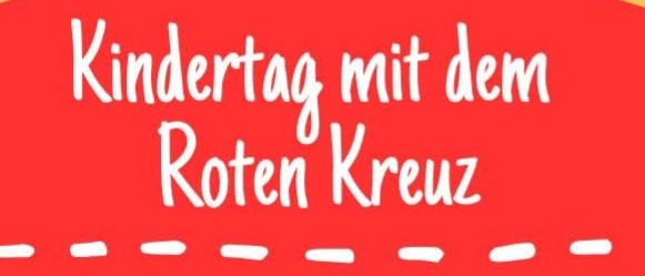Ein Plakat kündigt einen Kindertag mit dem Roten Kreuz am 10. Oktober von 14:30 bis 16:30 an. Es ist kostenlos für Kinder von 3-10 Jahren. Weitere Infos gibt es unter www.kunterbunte-kids.at.
