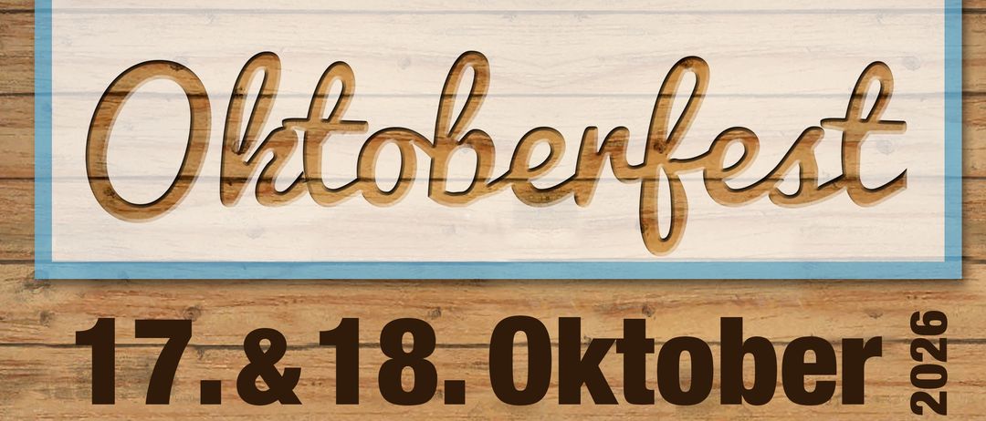 Plakat für die Veranstaltung in der Poysbrunn Sporthalle am 17. und 18. Oktober 2016. Beinhaltet Zeitplan, Live-Musik und Grillparty. Herzsymbol mit dem Text 'O zapft is!' in der Ecke.