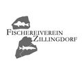 Das Logo des Fischereivereins Zillingdorf mit einem stilisierten Fisch und einer Kartenkontur. Der Name ist in fetten, großgeschriebenen Buchstaben geschrieben.