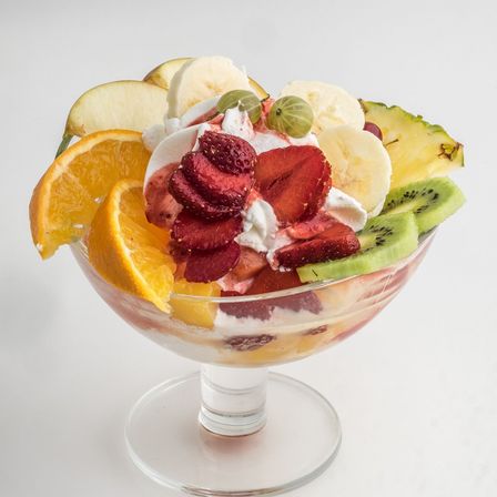 Cream, Dessert, Food, Sundae, Ice Cream, Frozen Yogurt, Fruit, Orange, Plant, Produce