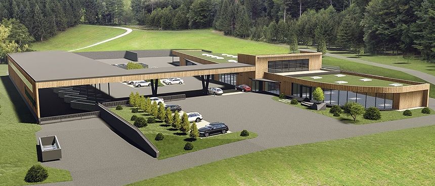 Bild enthält, Grass, Plant, Outdoors, Architecture, Building, Car, Indoors, Wheel, Housing, Garage