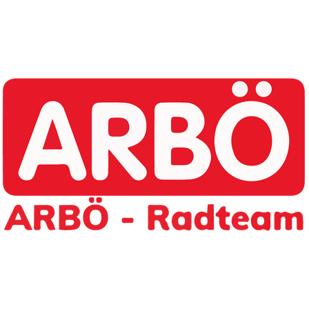 Das Bild zeigt das ARBO-Logo mit dem Text ARBO-Radteam darunter, vor schwarzem Hintergrund.