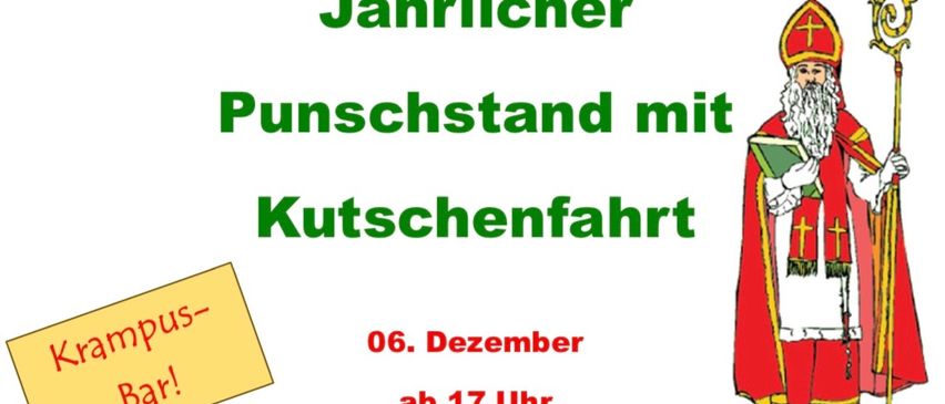 Eine Einladung für eine jährliche Veranstaltung beim SV Taufkirchen/Tr. am 6. Dezember ab 17 Uhr mit Krampus-Bar und Kutschenfahrt.