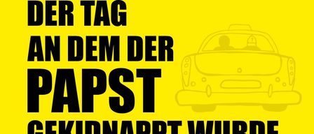 Ein Plakat bewirbt eine Komödie von João Bethencourt. Es enthält einen Zeitplan der Aufführungen. Das Plakat hat einen gelben Hintergrund.