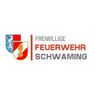 Das Logo der Freiwilligen Feuerwehr Schwaming mit einem Wappenschild, einer Flamme und einem Kreuz, auf weißem Hintergrund.