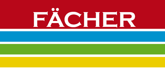 Ein horizontales Bild mit fünf gleich breiten Streifen: rot, blau, grün, gelb und rot.