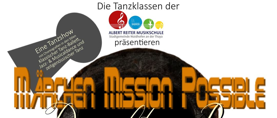 Werbeplakat für eine musikalische Veranstaltung mit dem Titel 'Märchen Mission Possible Der Verborgene Raum'. Zeigt ein Buch mit Lichteffekten und einer Baumstammform. Veranstaltungstermine sind der 25. und 26. April 2026.