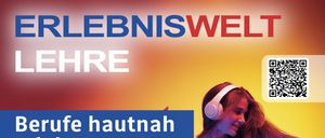 Werbeposter für Berufe hautnah erleben. Fünf junge Leute sind abgebildet, die Kopfhörer tragen, zwei tanzen. Das Datum ist der 5. Februar 2026 und der Veranstaltungsort ist Ziegelstadel Hallen in Hallein. Ein QR-Code ist sichtbar.