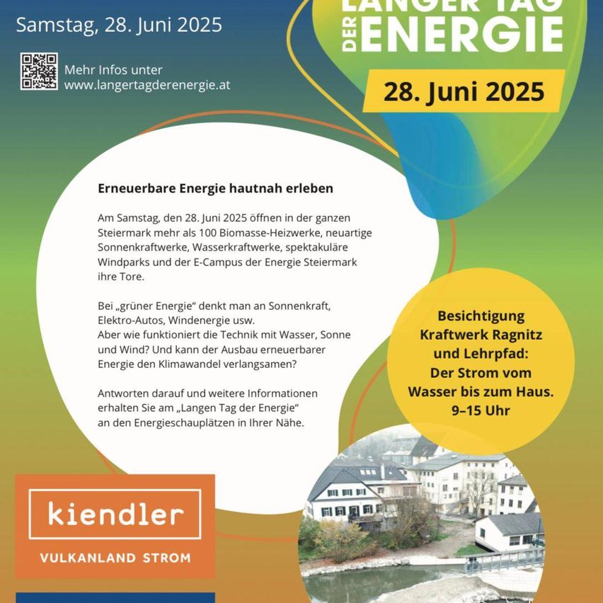 Am Samstag, den 28. Juni 2025 öffnen in der ganzen Steiermark mehr als 100 Biomasse-Heizwerke, neuartige Sonnenkraftwerke, Wasserkraftwerke, spektakuläre Windparks und der E-Campus der Energie Steiermark ihre Tore.