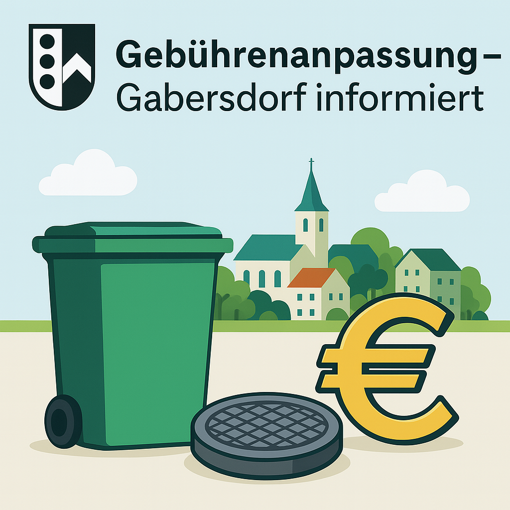 Ein Infographic zeigt einen grünen Mülleimer, einen Schachtdeckel und ein Euro-Symbol, mit einer Stadt im Hintergrund.