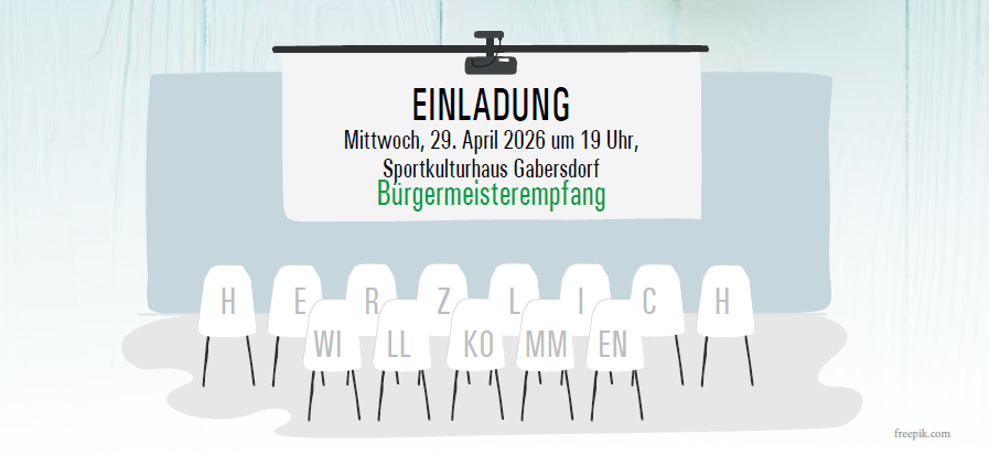 Einladung zur Bürgermeisterwahl am Mittwoch, 29. April 2026 um 19 Uhr im Sportkulturhaus Gahersdorf.