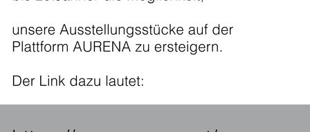 The image advertises an auction for display pieces on the ARENA platform, with a link to the auction. The deadline for bidding is January 20th.