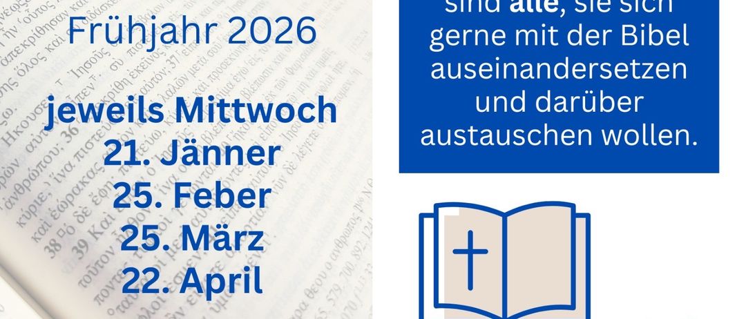 Ein Flyer zeigt Termine für Veranstaltungen im Jahr 2026 und ermutigt zur Teilnahme an einem Buchaustausch. Die angegebenen Termine sind 21. Januar, 25. Februar, 25. März und 22. April. Das Englische Gemeindezentrum Kobern wird erwähnt.