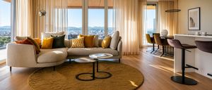 Wohnzimmer Essbereich mit Rolf Benz Sofa und Freifrau Janua Essgruppe
