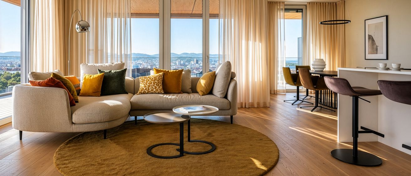 Wohnzimmer Essbereich mit Rolf Benz Sofa und Freifrau Janua Essgruppe