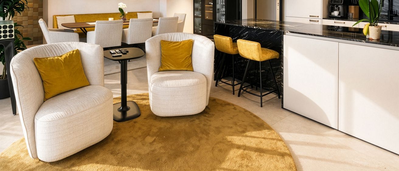 Innenarchitektur und Einrichtungsplanung für ein stilvolles Wohnzimmer