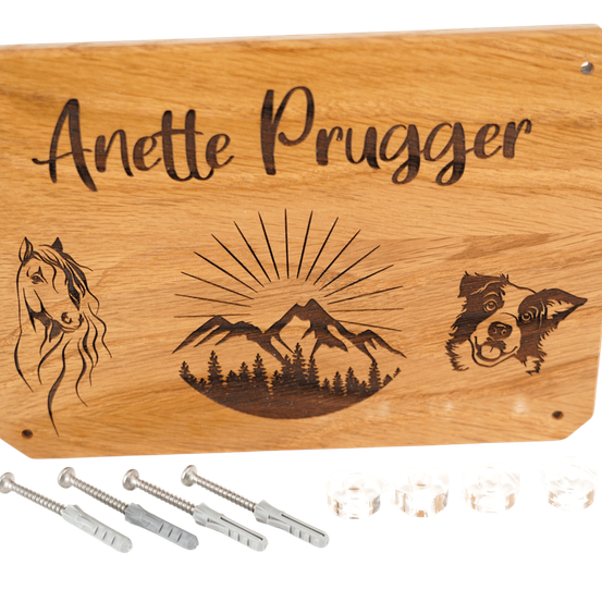 Vollholz Wohnungsschild zur Montage bei der Haus- oder Wohnungstür